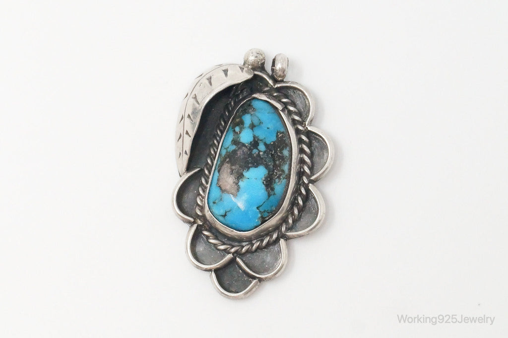 Large Vintage Native American Unsigned Turquoise Sterling Silver Pendant | Jewelry > Necklaces > Pendants | Wiccan Center