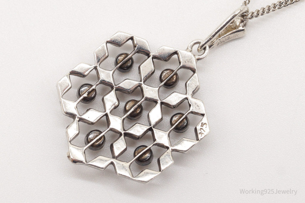 Antique Vintage Faux Diamonds Snowflake Sterling Silver Necklace | Jewelry > Necklaces > Pendants | Wiccan Center
