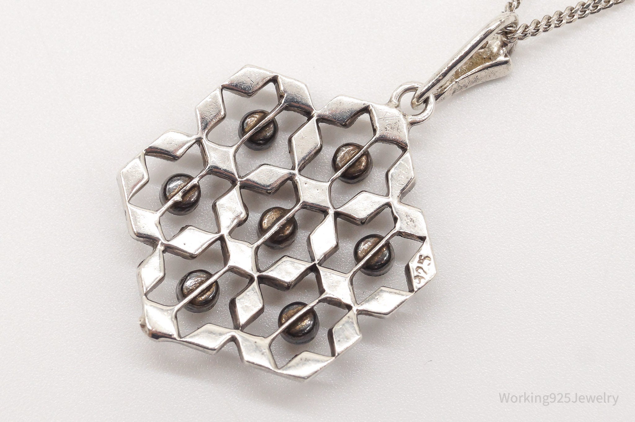 Antique Vintage Faux Diamonds Snowflake Sterling Silver Necklace | Jewelry > Necklaces > Pendants | Wiccan Center