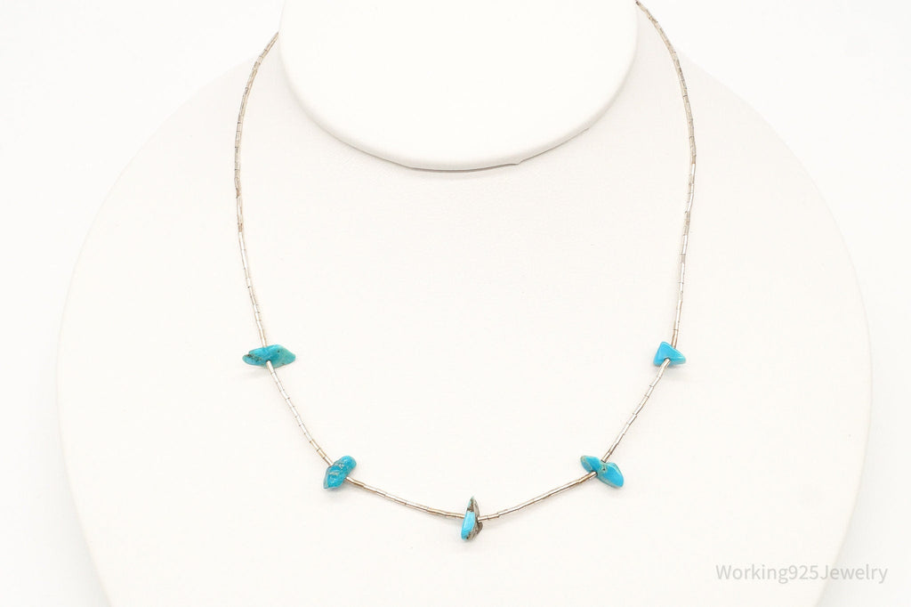 Vintage Native American Unsigned Turquoise Silver Bead Necklace | Jewelry > Necklaces > Pendants | Wiccan Center