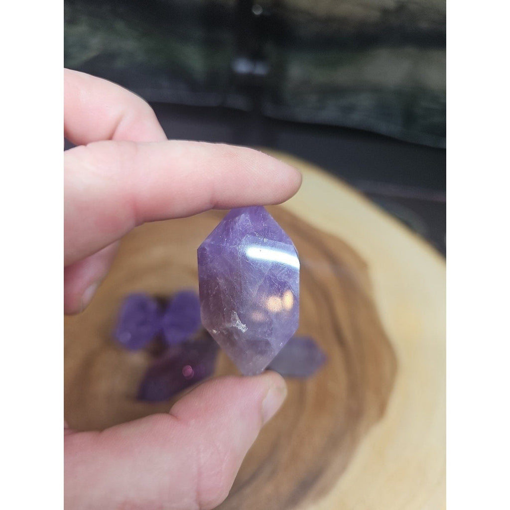 1each Natural Purple Amethyst Quartz Crystal Double Point Wand