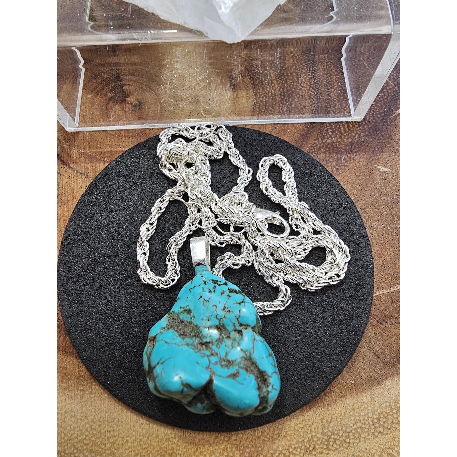 Howlite Turquoise Pendant w/16in 925 silver chain