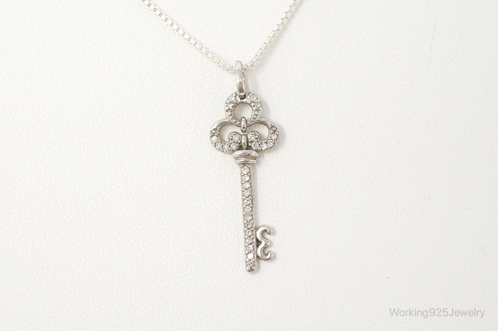 Large Designer Cubic Zirconia Key Sterling Silver Necklace | Jewelry > Necklaces > Pendants | Wiccan Center