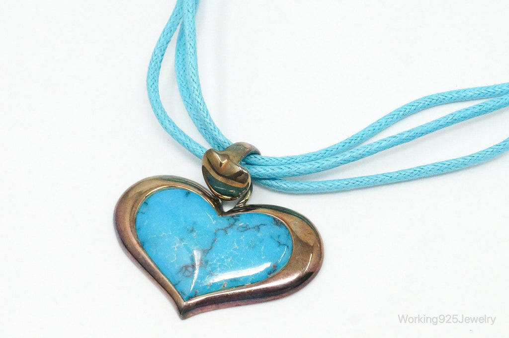 Designer SX Turquoise Heart Sterling Silver Cord Necklace | Jewelry > Necklaces > Pendants | Wiccan Center