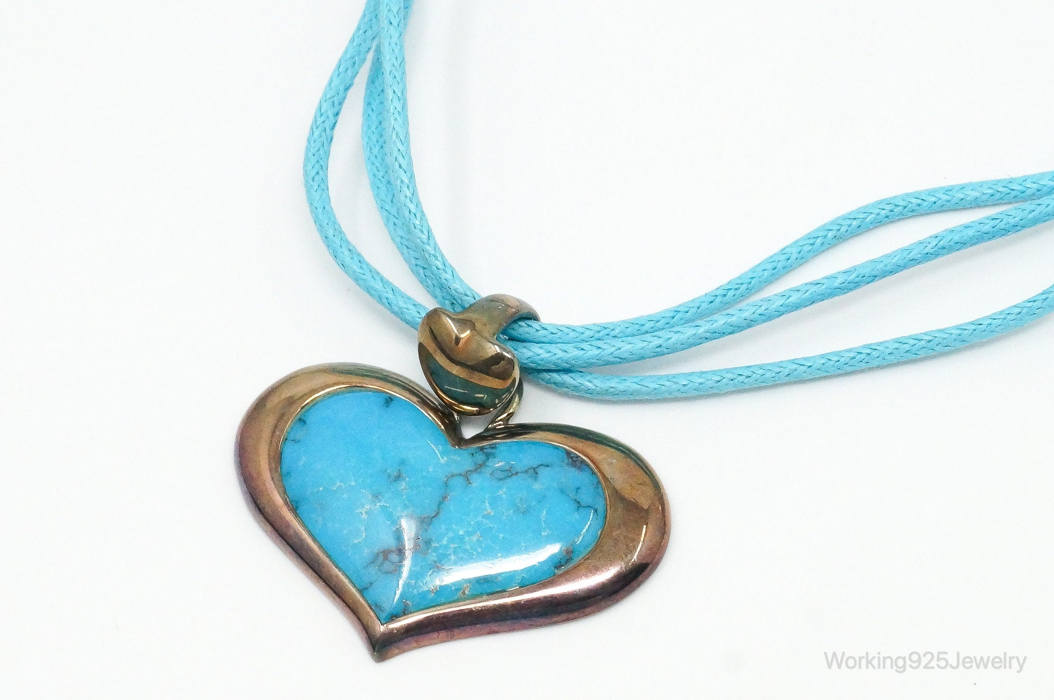 Designer SX Turquoise Heart Sterling Silver Cord Necklace | Jewelry > Necklaces > Pendants | Wiccan Center