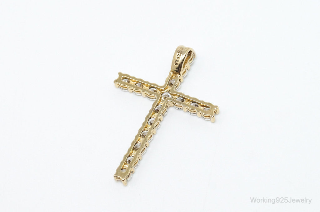 Vintage Cubic Zirconia Gold Vermeil Cross Sterling Silver Pendant | Jewelry > Necklaces > Pendants | Wiccan Center