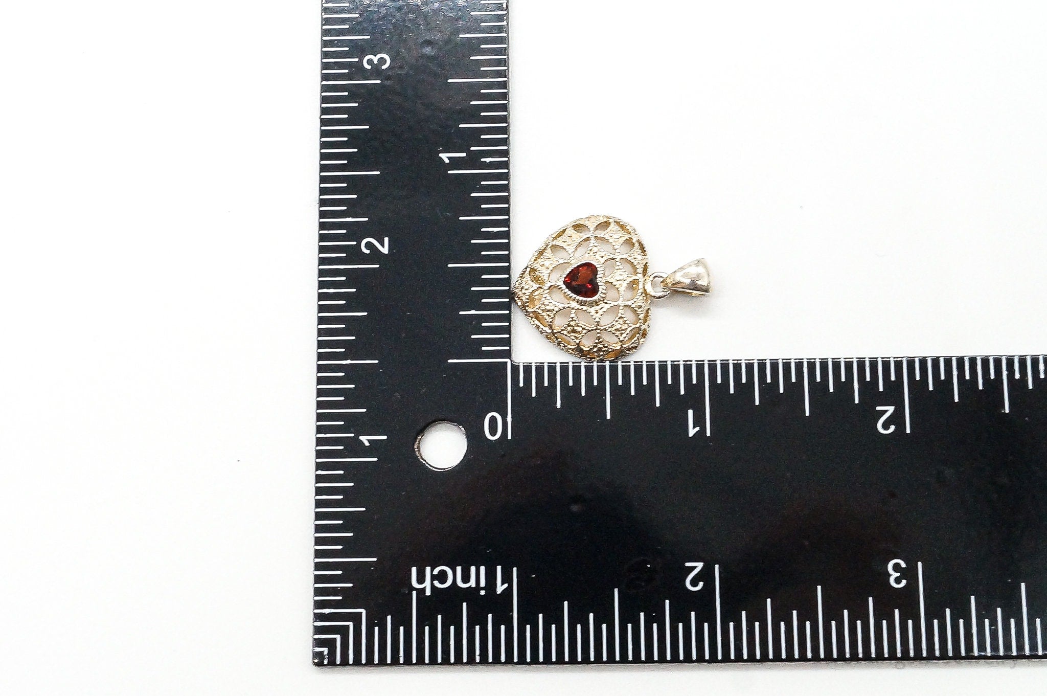 Vintage Designer Avon Garnet Heart Sterling Silver Pendant | Jewelry > Necklaces > Pendants | Wiccan Center