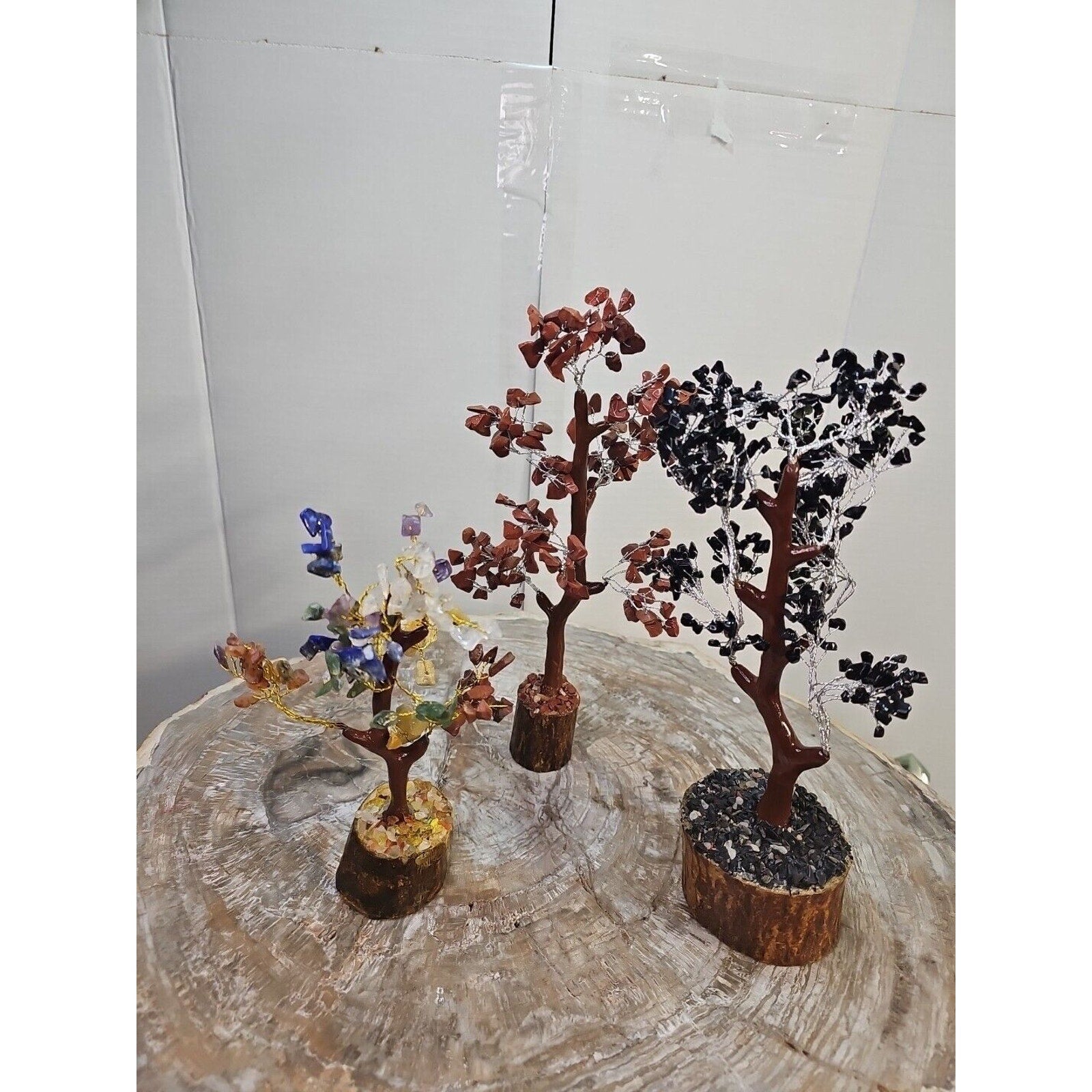 Crystal Gemstone Bonsai Tree — Carnelian, Amethyst & Quartz on Gold Branches | CrystalCloud Company