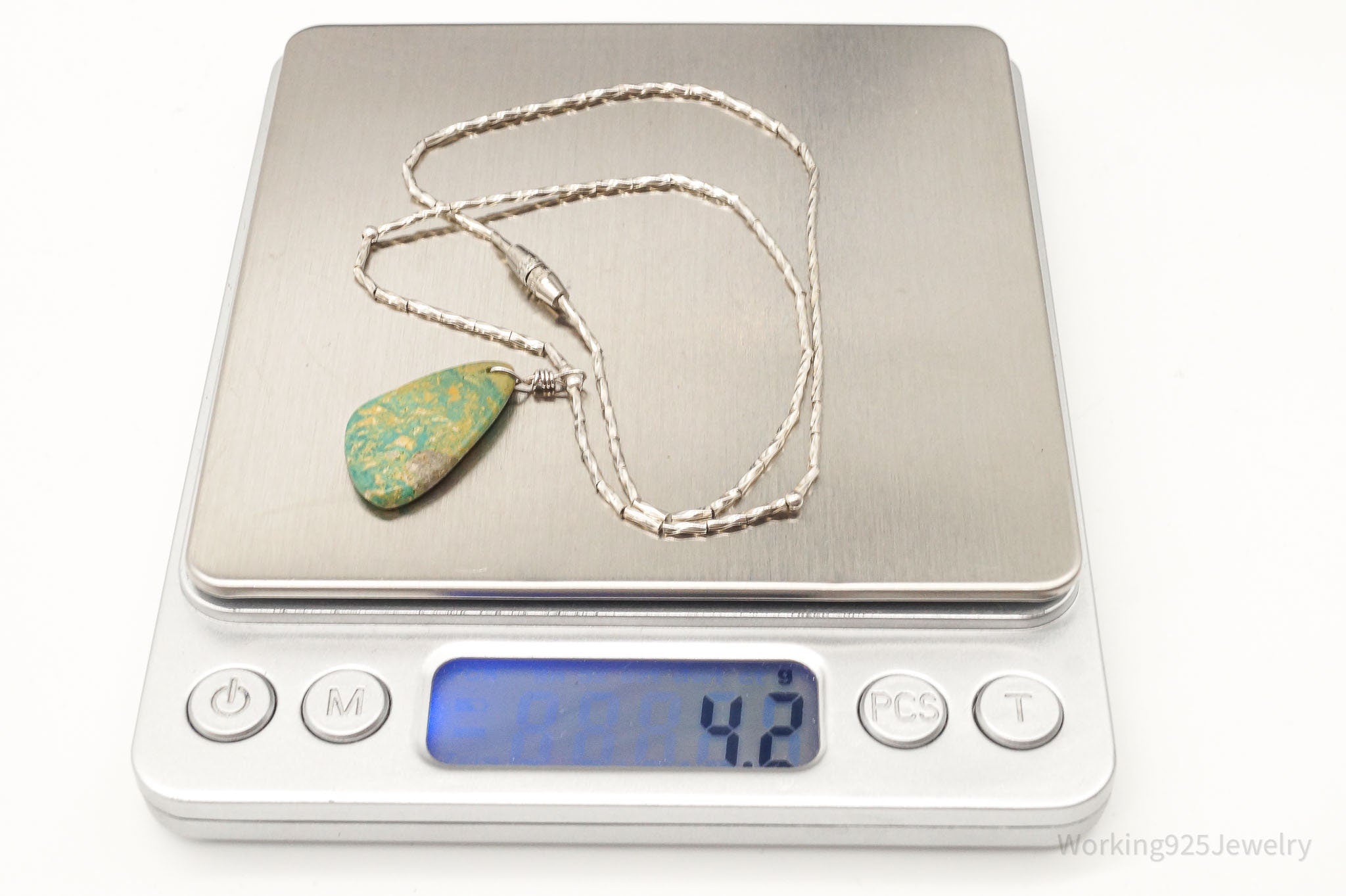 Vintage Handmade Native American Turquoise Silver Bead Necklace | Jewelry > Necklaces > Pendants | Wiccan Center