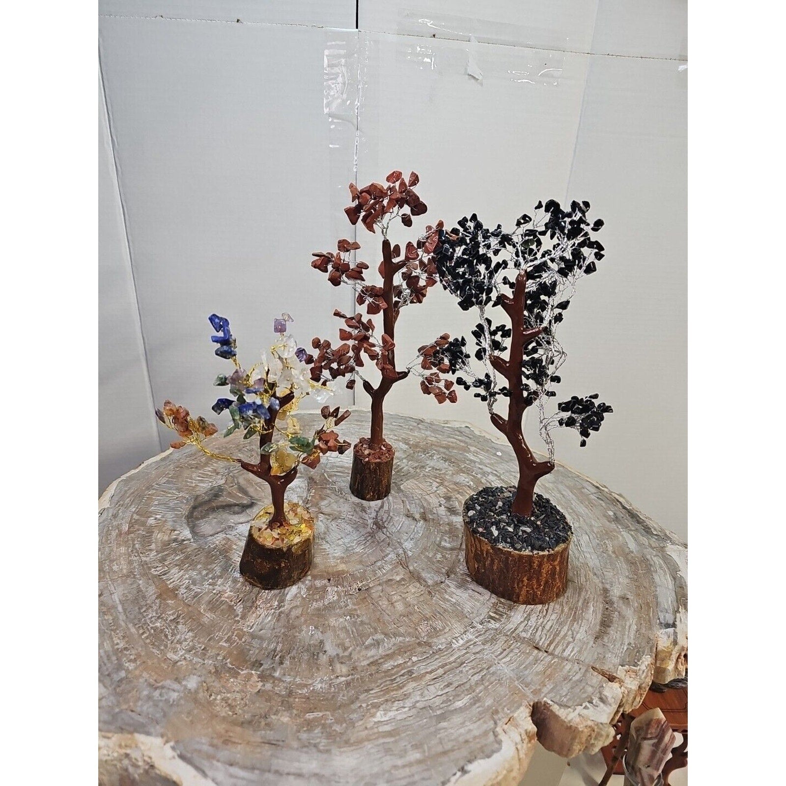 Crystal Gemstone Bonsai Tree — Carnelian, Amethyst & Quartz on Gold Branches | CrystalCloud Company