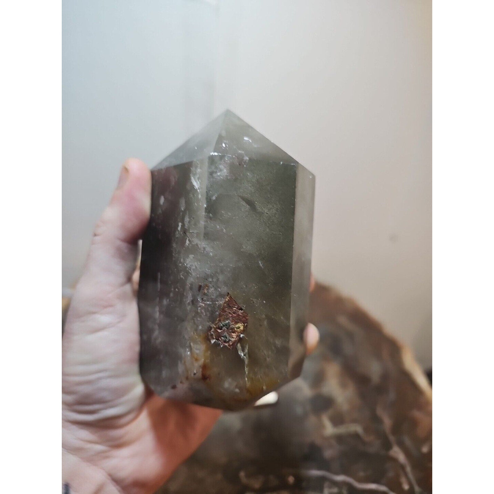 Green Ghost Phantom Quartz Crystal Obelisk — 1.73 lbs, Madagascar | CrystalCloud Company | Crystal Points & Towers | Wiccan Center