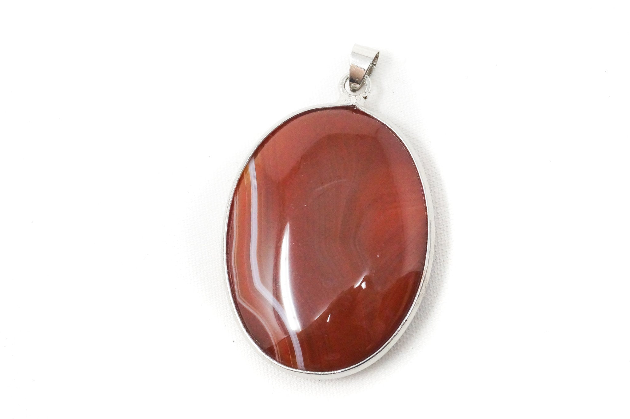 Vintage Large Red Lace Agate 18K White Gold Plated Sterling Silver Pendant | Jewelry > Necklaces > Pendants | Wiccan Center