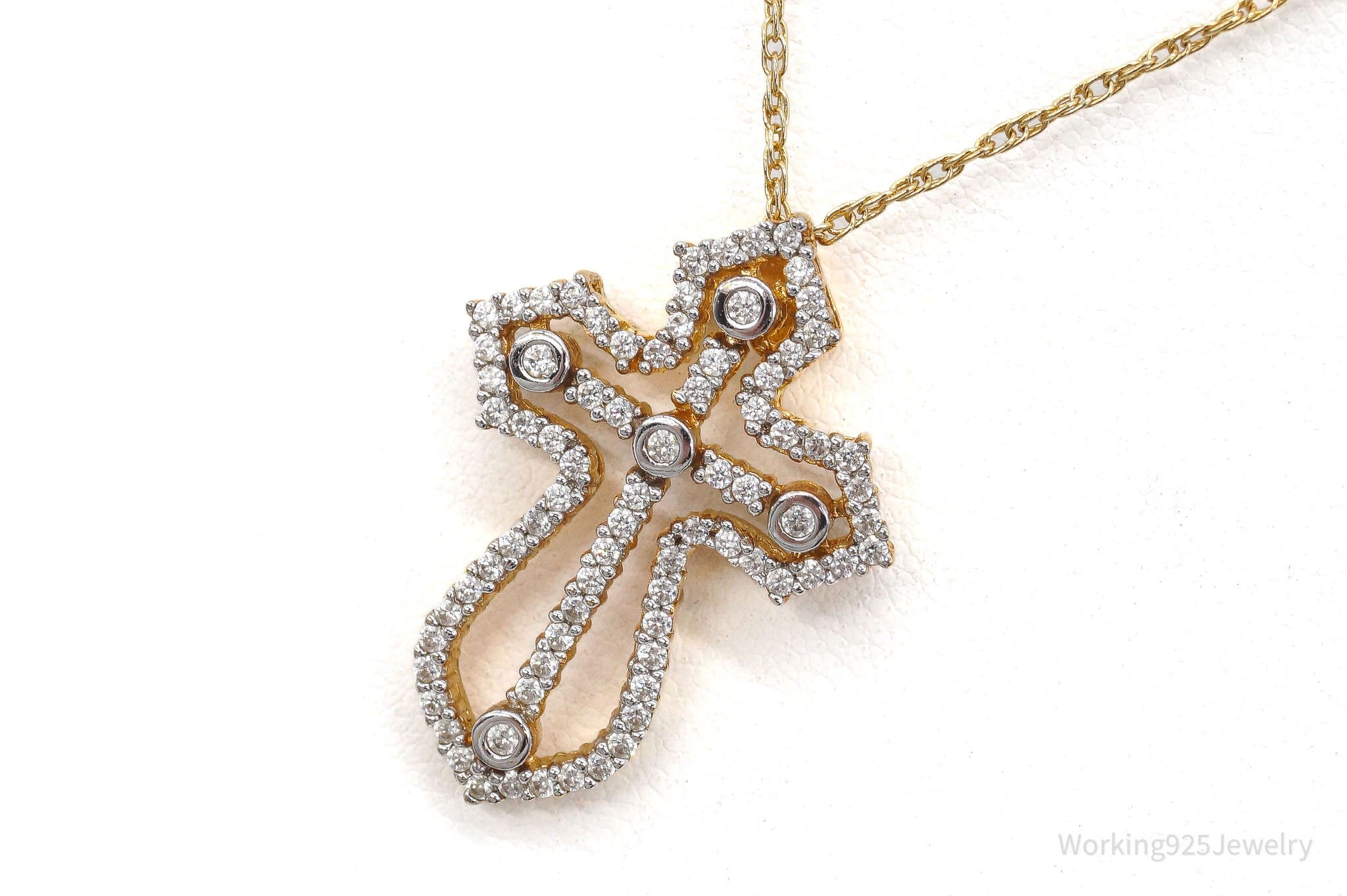 Designer Heng Ngai Cubic Zirconia Gold Vermeil Sterling Silver Cross Necklace | Jewelry > Necklaces > Pendants | Wiccan Center
