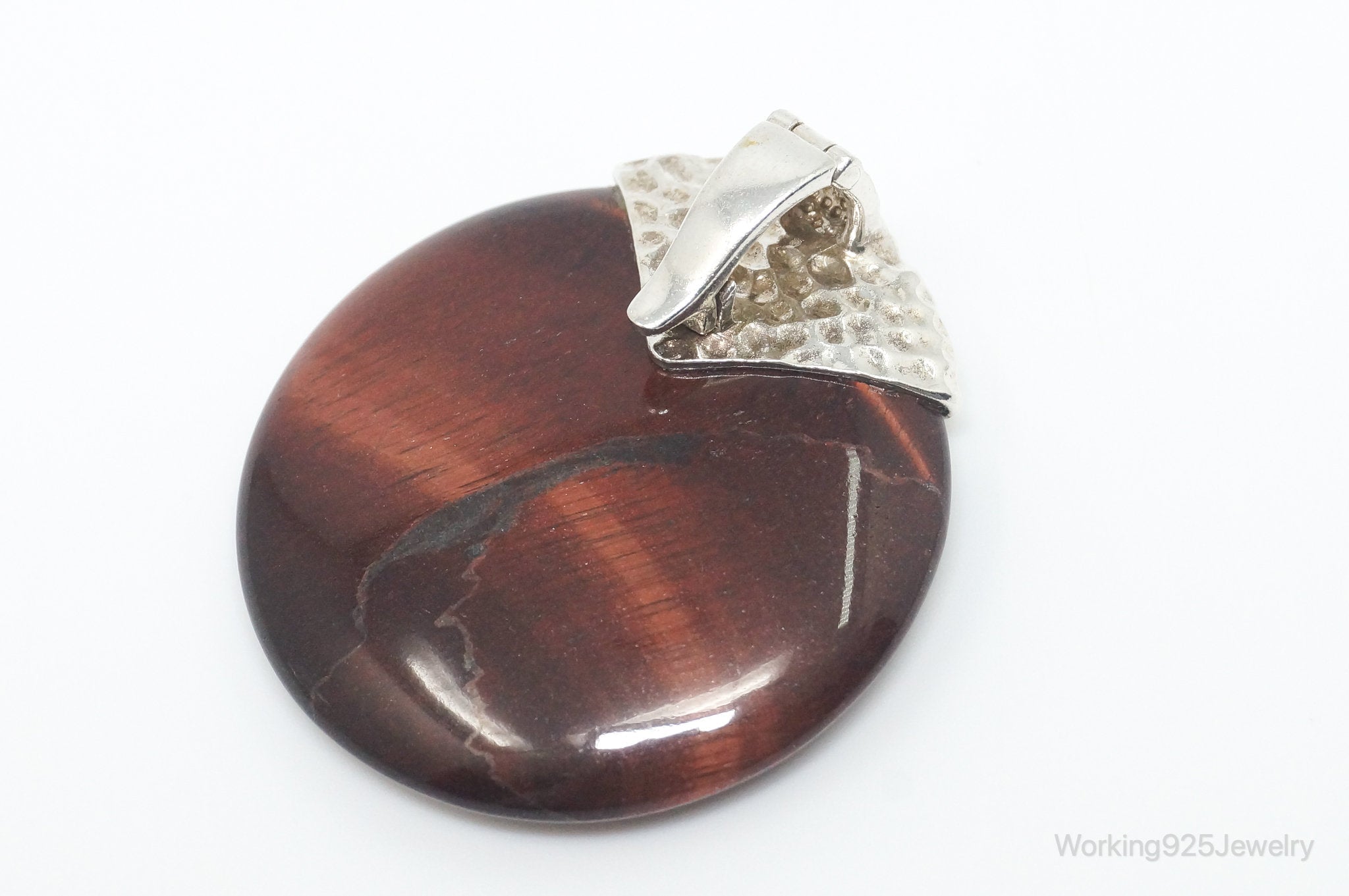 Large Vintage Designer Whitney Kelly Red Tigers Eye Sterling Silver Pendant | Jewelry > Necklaces > Pendants | Wiccan Center