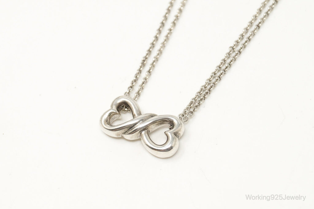 Vintage Open Linked Hearts Lovers Infinity Sterling Silver Necklace | Jewelry > Necklaces > Pendants | Wiccan Center