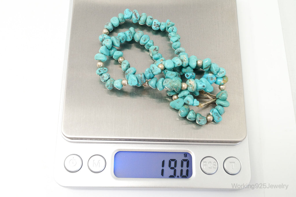 Vintage Native American Unsigned Turquoise Beaded Sterling Silver Necklace | Jewelry > Necklaces > Pendants | Wiccan Center