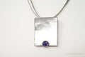Vintage Large Mother Of Pearl Amethyst Modernist Sterling Silver Necklace | Jewelry > Necklaces > Pendants | Wiccan Center