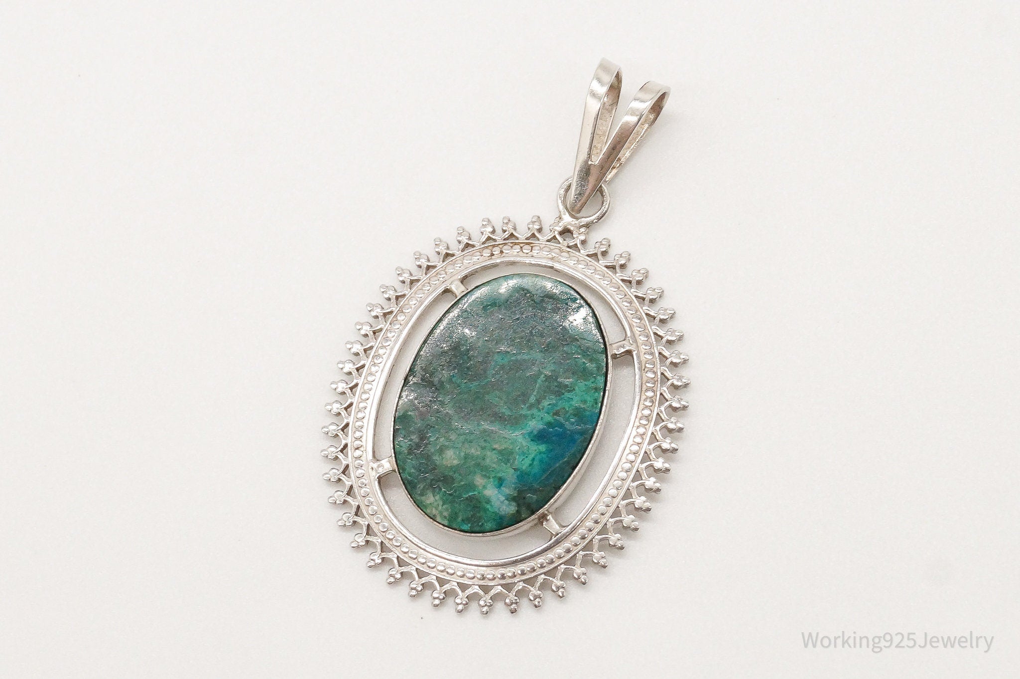 Vintage Large Chrysocolla Sterling Silver Pendant | Jewelry > Necklaces > Pendants | Wiccan Center