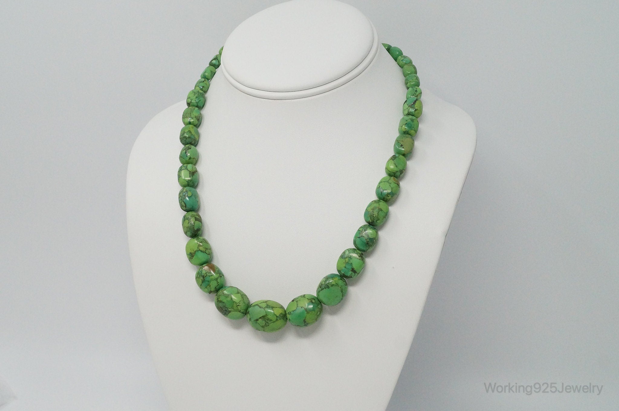 Desert Rose Trading Co Mojave Green Turquoise Sterling Silver Beaded Necklace | Jewelry > Necklaces > Pendants | Wiccan Center