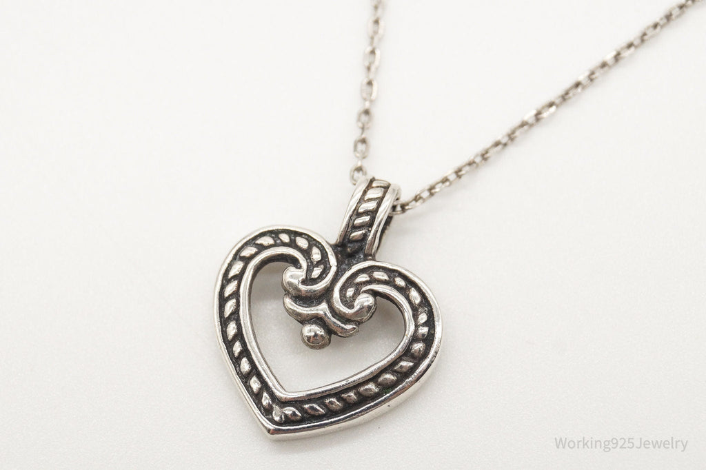Vintage Designer ATI Art Deco Open Heart Sterling Silver Necklace | Jewelry > Necklaces > Pendants | Wiccan Center