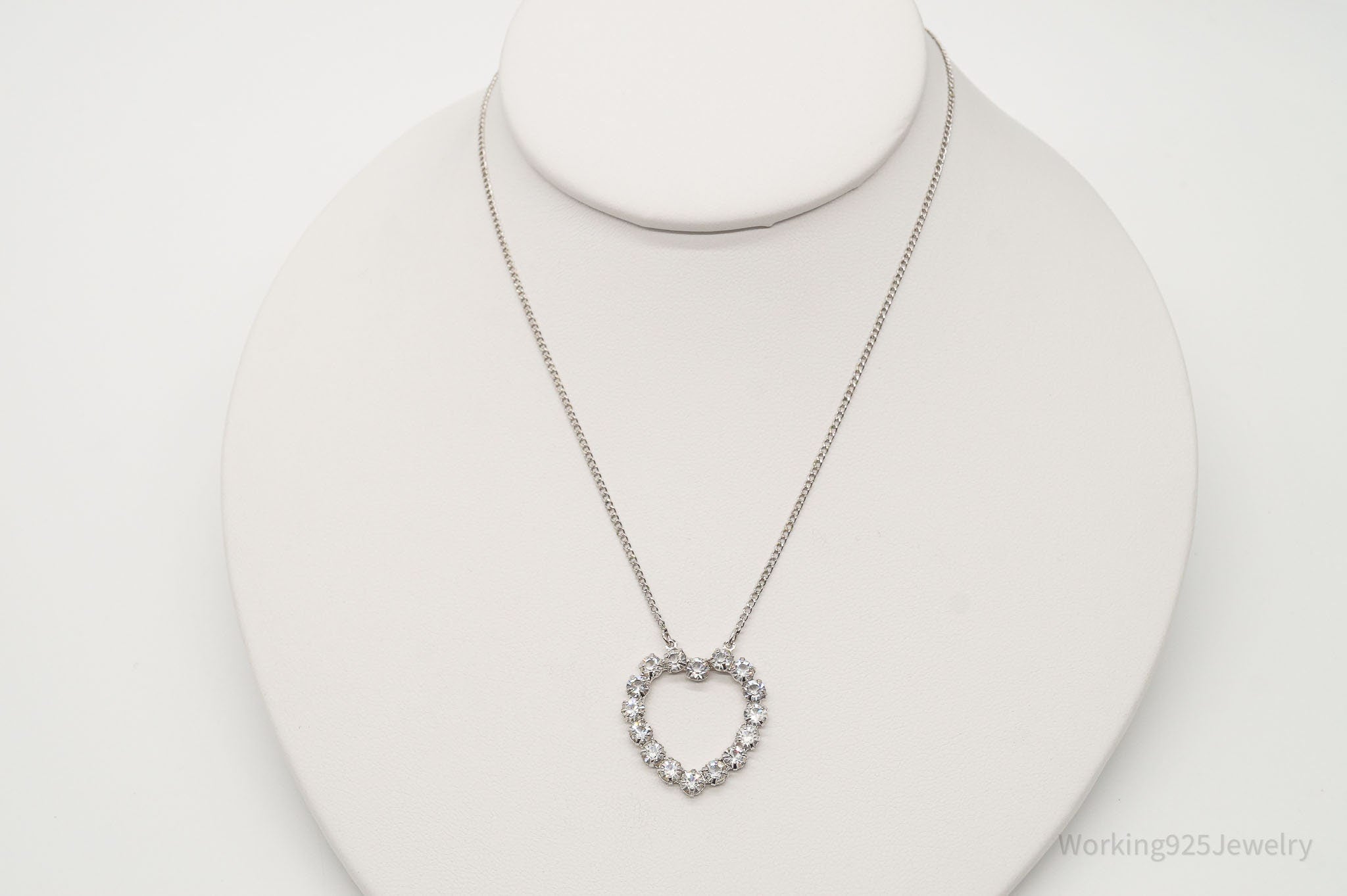 Antique Crystal Heart Sterling Silver Necklace 16" | Jewelry > Necklaces > Pendants | Wiccan Center