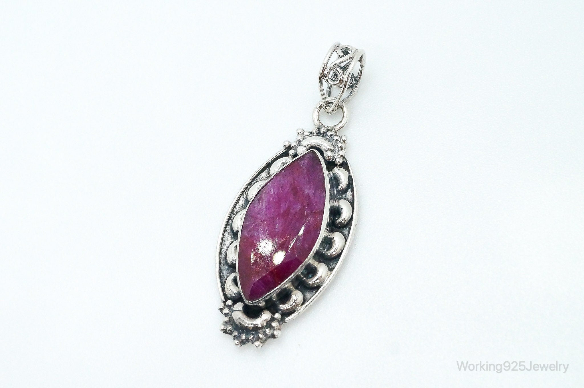 Vintage Large Natural Ruby Sterling Silver Pendant | Jewelry > Necklaces > Pendants | Wiccan Center