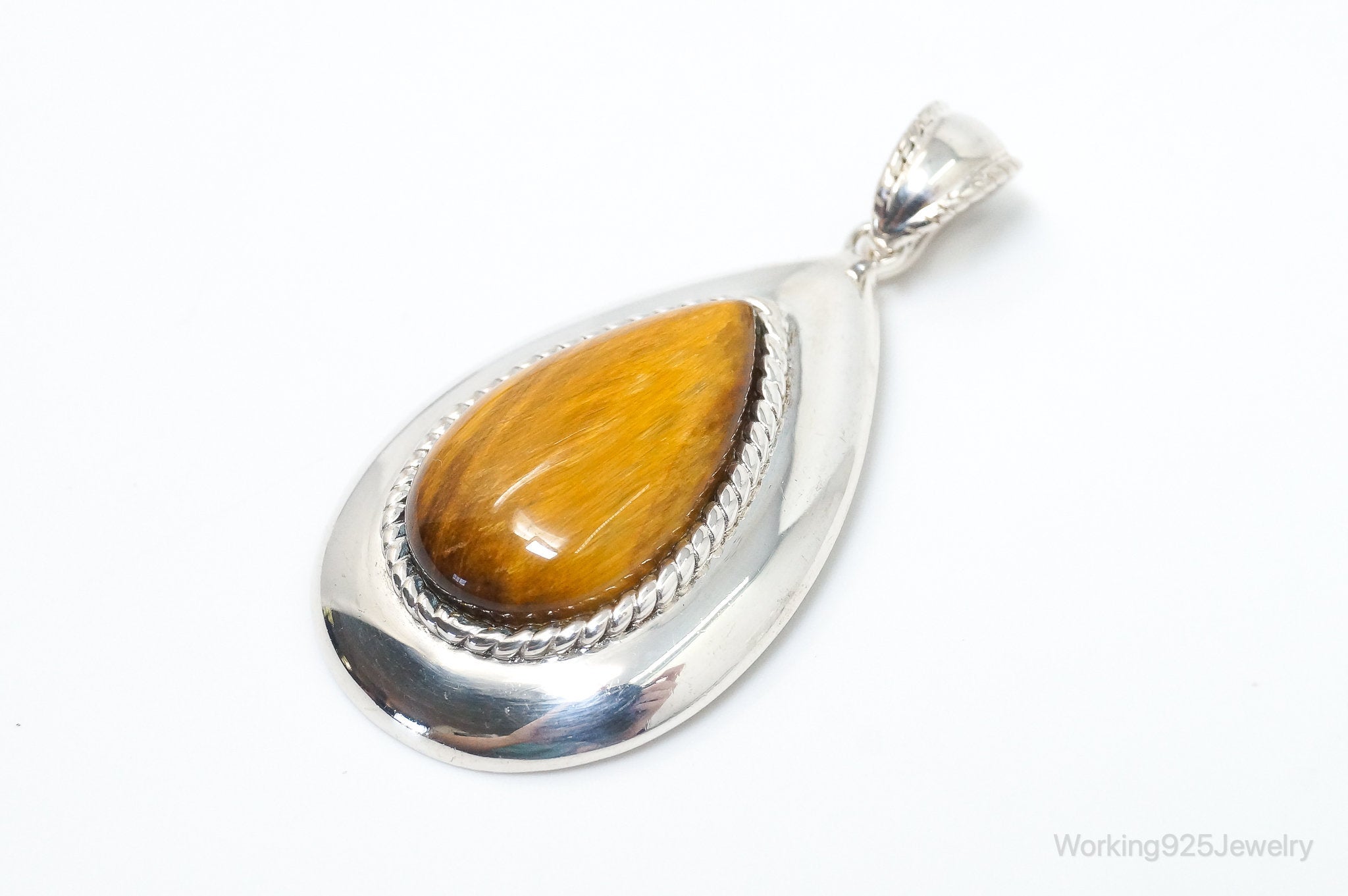 Vintage Large Tigers Eye Southwestern Style Sterling Silver Pendant | Jewelry > Necklaces > Pendants | Wiccan Center