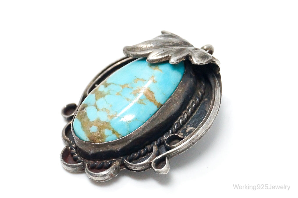 Vintage Native American Unsigned Turquoise Sterling Silver Pendant Brooch Pin | Jewelry > Necklaces > Pendants | Wiccan Center