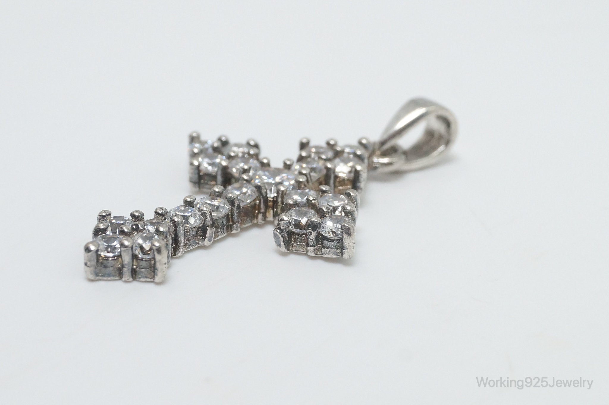 Vintage Cubic Zirconia Cross Sterling Silver Necklace Pendant | Jewelry > Necklaces > Pendants | Wiccan Center