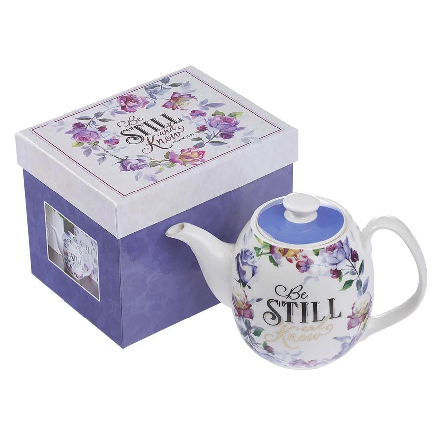 Purple "Be Still" Ceramic Teapot | Gifts | Wiccan Center