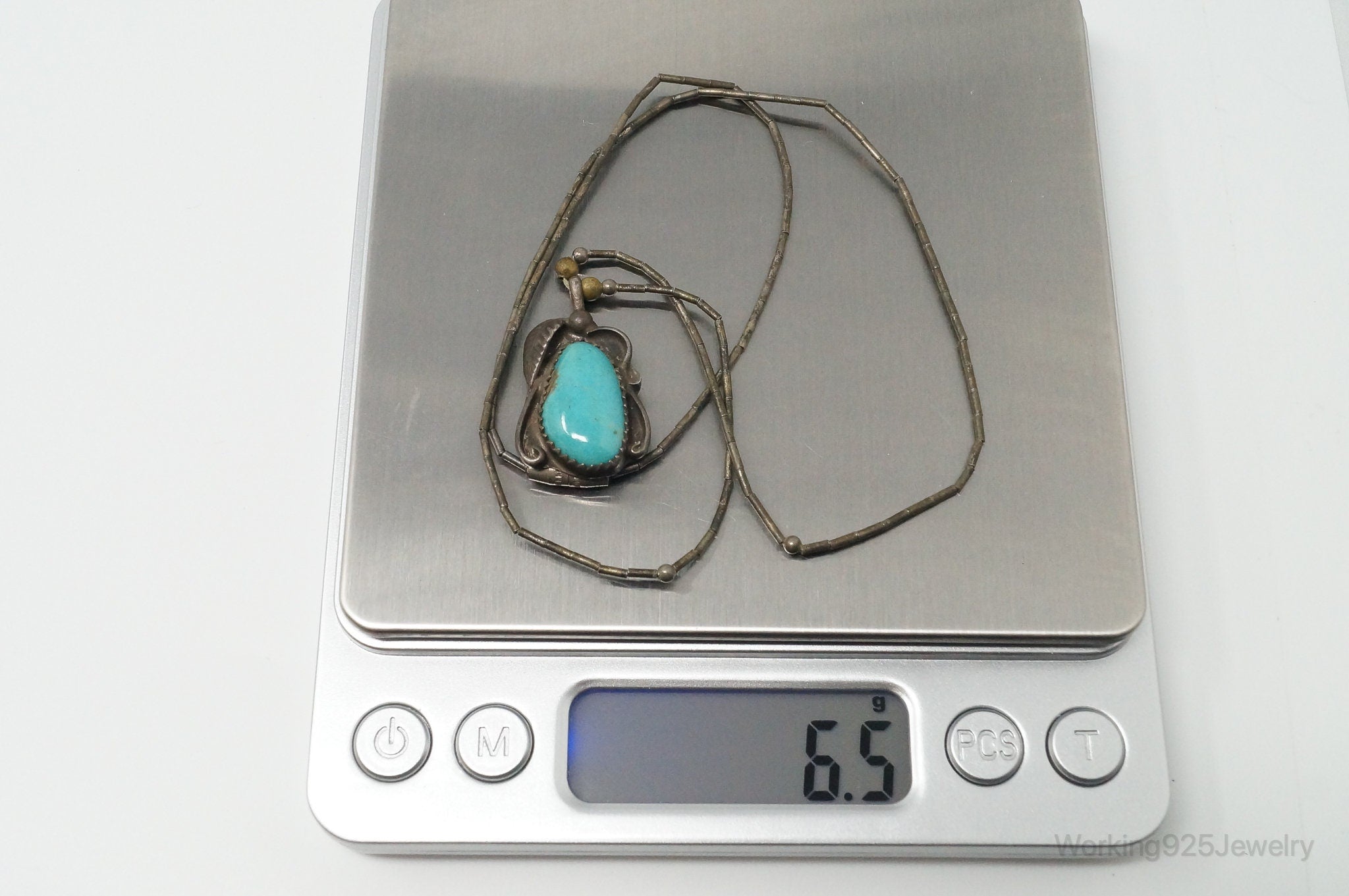 Vintage Native American Unsigned Turquoise Sterling Silver Necklace | Jewelry > Necklaces > Pendants | Wiccan Center