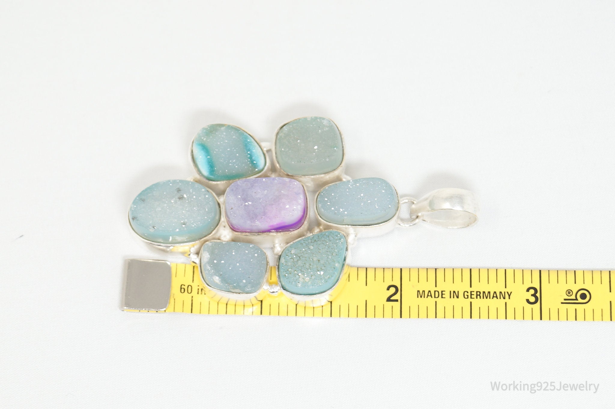 Vintage Large Druzy Quartz Sterling Silver Necklace Pendant | Jewelry > Necklaces > Pendants | Wiccan Center