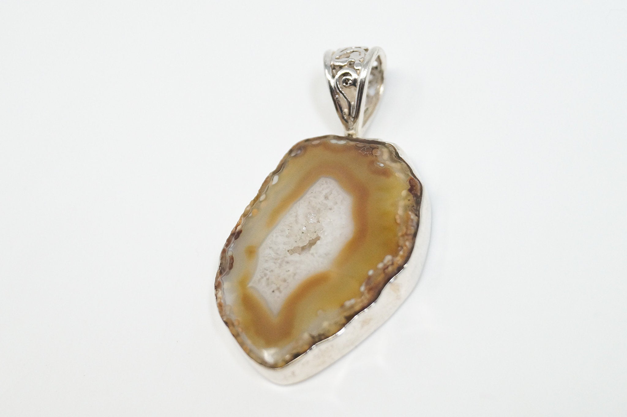 Vintage Brown Crazy Lace Agate Sterling Silver Necklace Pendant | Jewelry > Necklaces > Pendants | Wiccan Center
