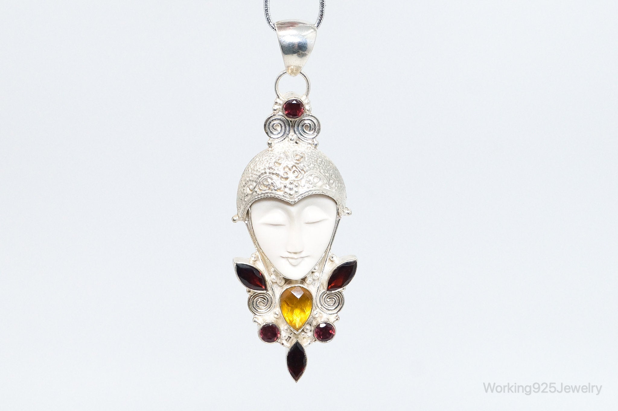 Large Vintage Goddess Multi Gem Sterling Silver Pendant | Jewelry > Necklaces > Pendants | Wiccan Center