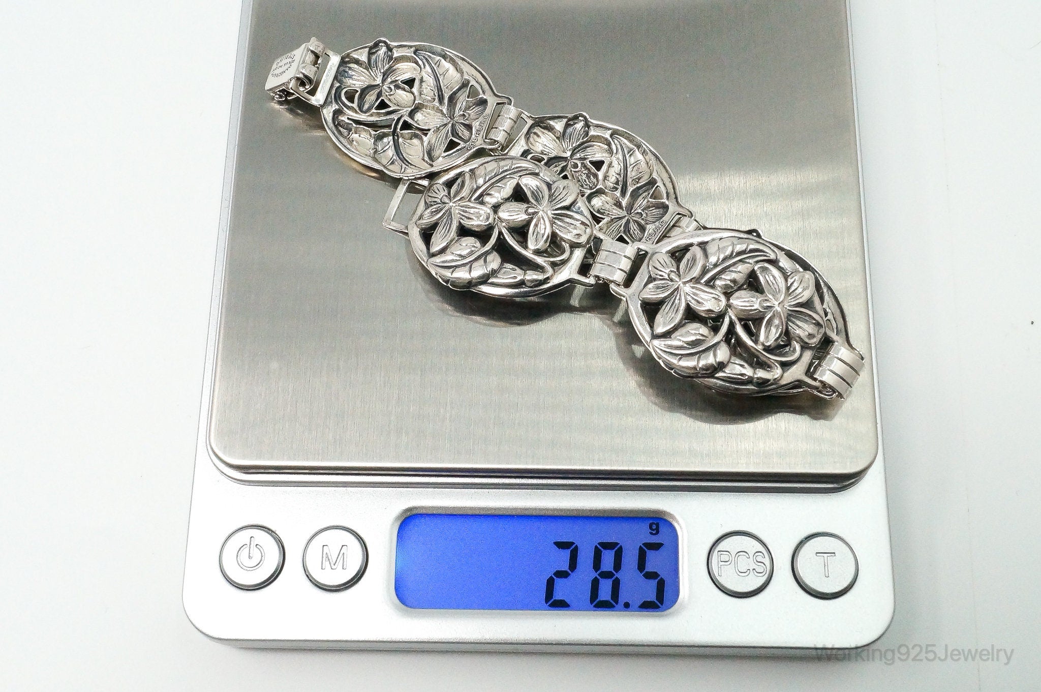 Vintage Designer Danecraft Floral Panels Sterling Silver Bracelet | Jewelry > Bracelets | Wiccan Center
