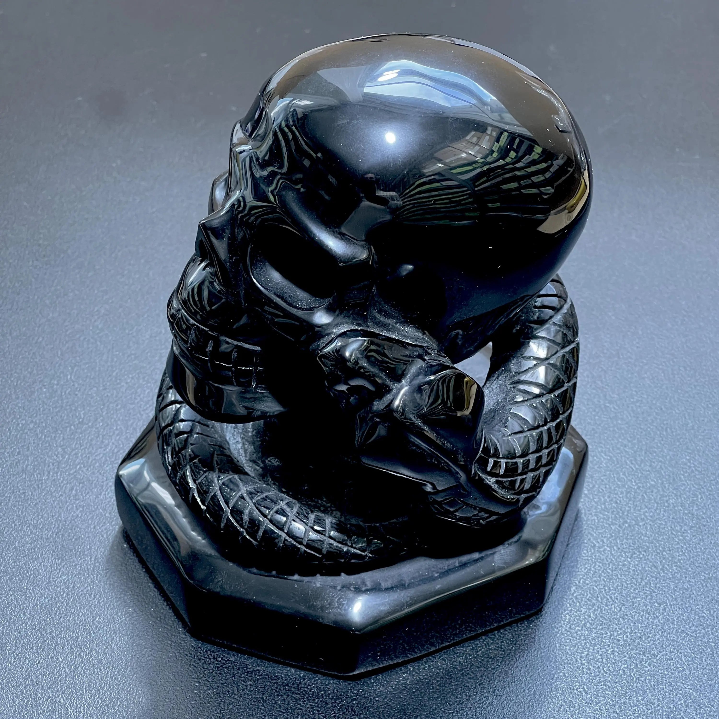 Large Skull and Snake Obsidian Carving Select Wholesale | Art & Collectibles > Sculpture > Art Objects | Wiccan Center