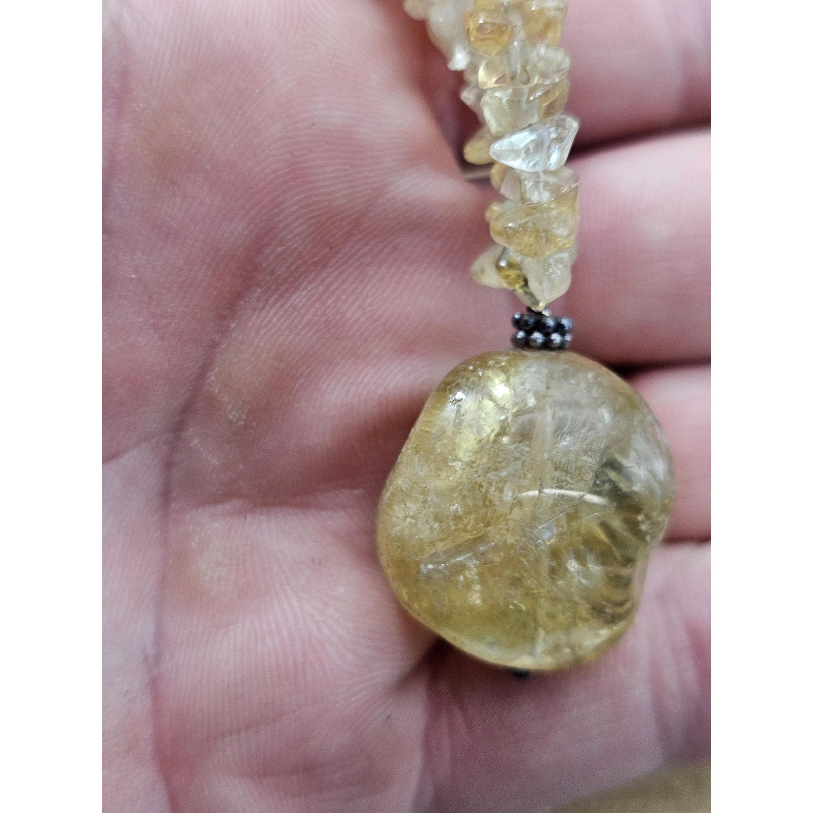 Vintage Citrine Sterling Silver Pendant Necklace - Radiant Golden Specimen | CrystalCloud Company