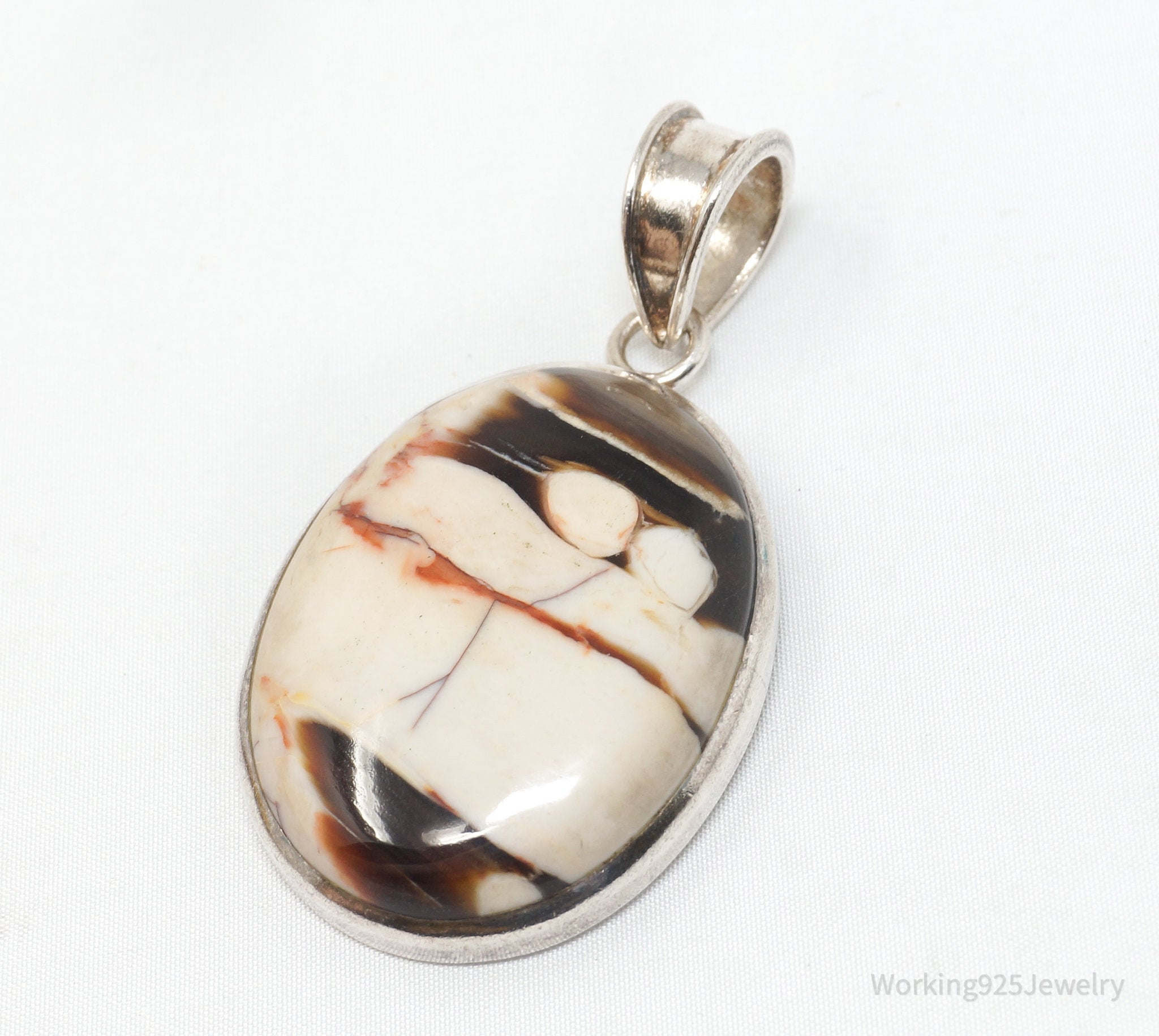 Vintage Designer SAJEN Large Jasper Sterling Silver Necklace Pendant | Jewelry > Necklaces > Pendants | Wiccan Center