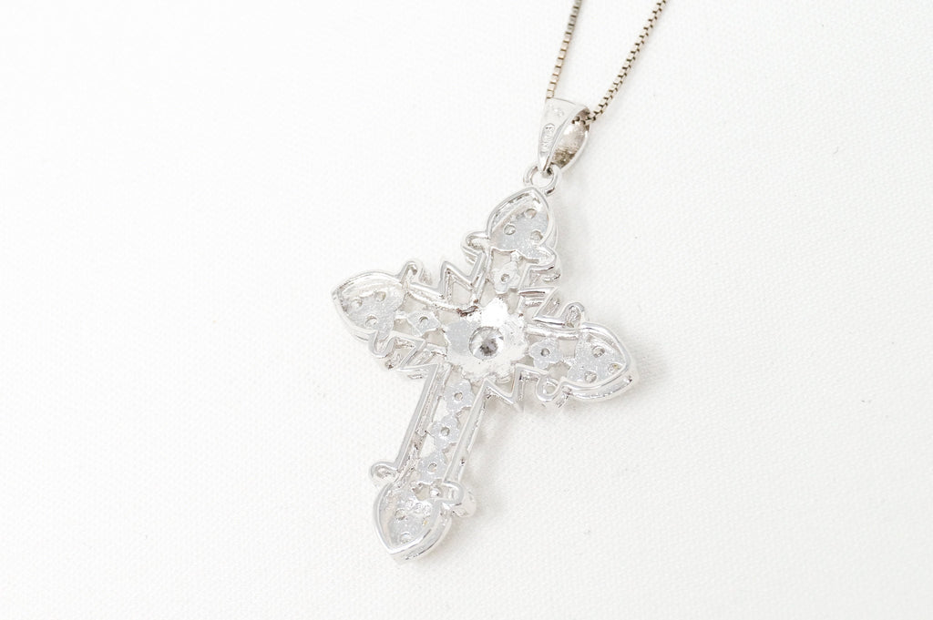 Vintage Cubic Zirconia Cross Heart Sterling Silver Pendant Necklace | Jewelry > Necklaces > Pendants | Wiccan Center