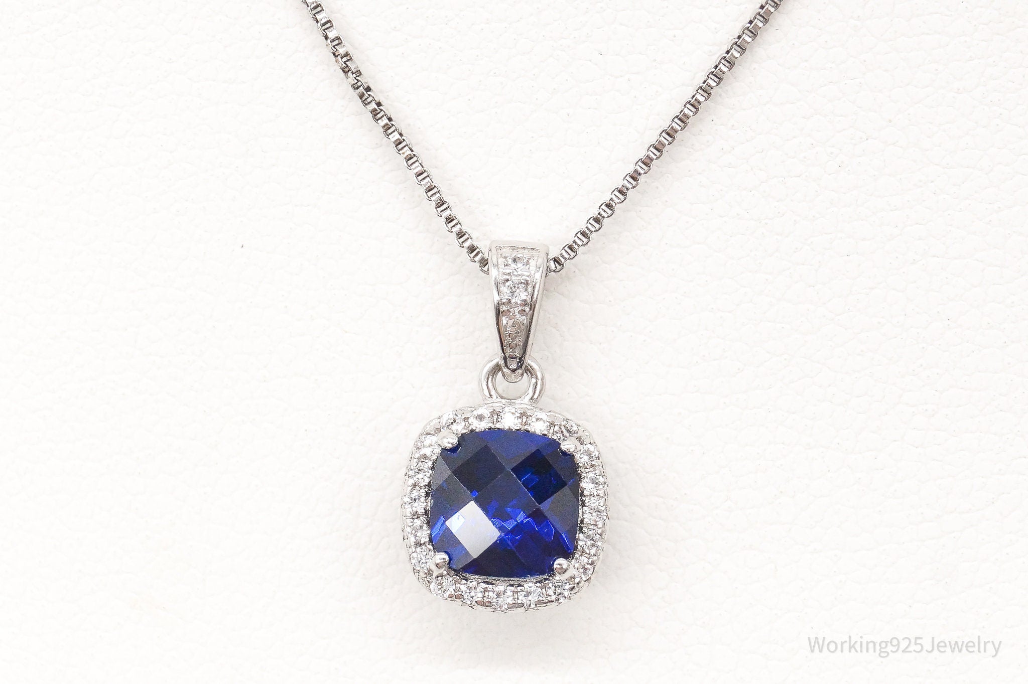 Blue Lab Sapphire Cubic Zirconia Sterling Silver Necklace | Jewelry > Necklaces > Pendants | Wiccan Center