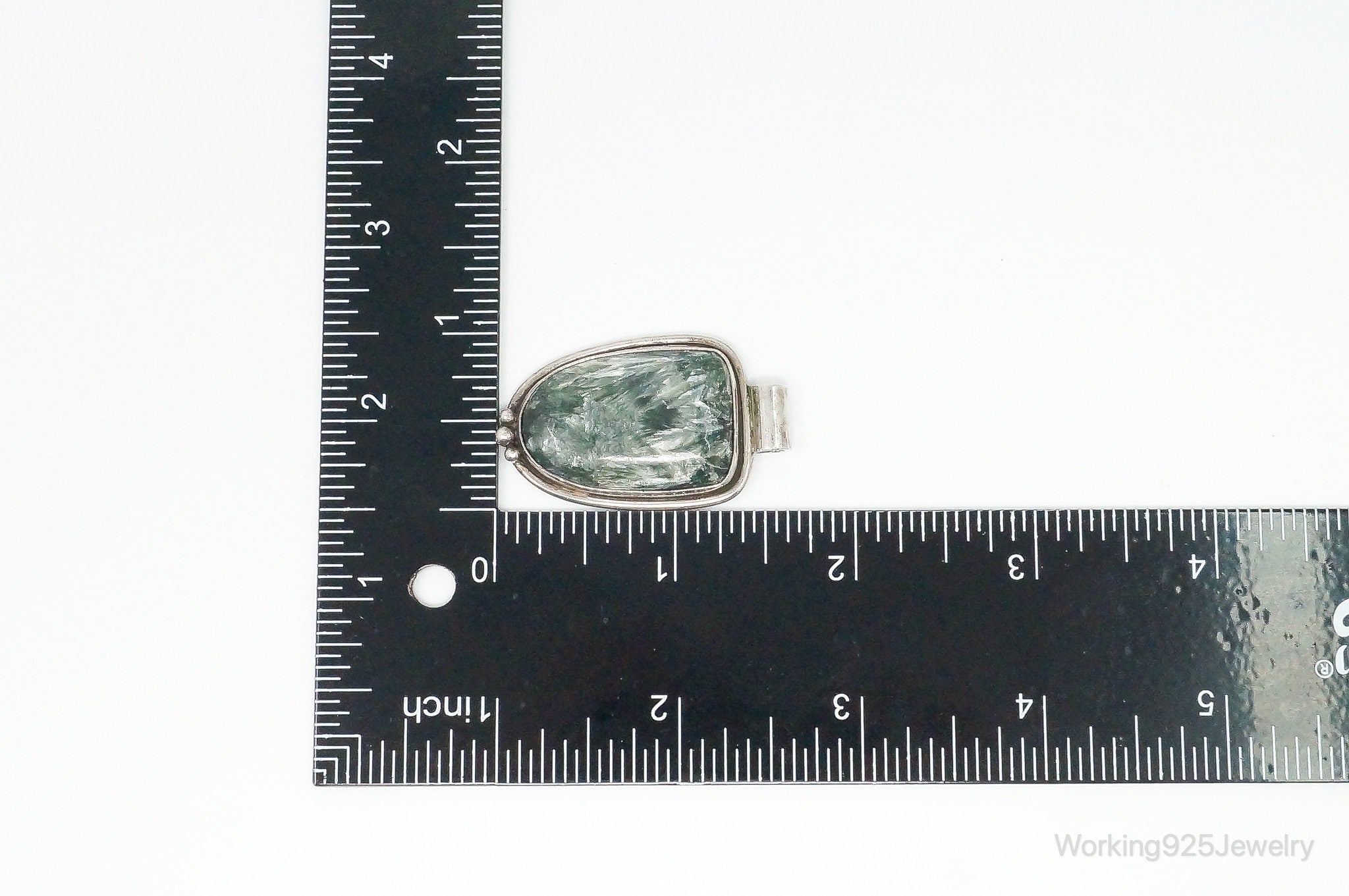 Vintage Large Green Seraphinite Sterling Silver Necklace Pendant | Jewelry > Necklaces > Pendants | Wiccan Center