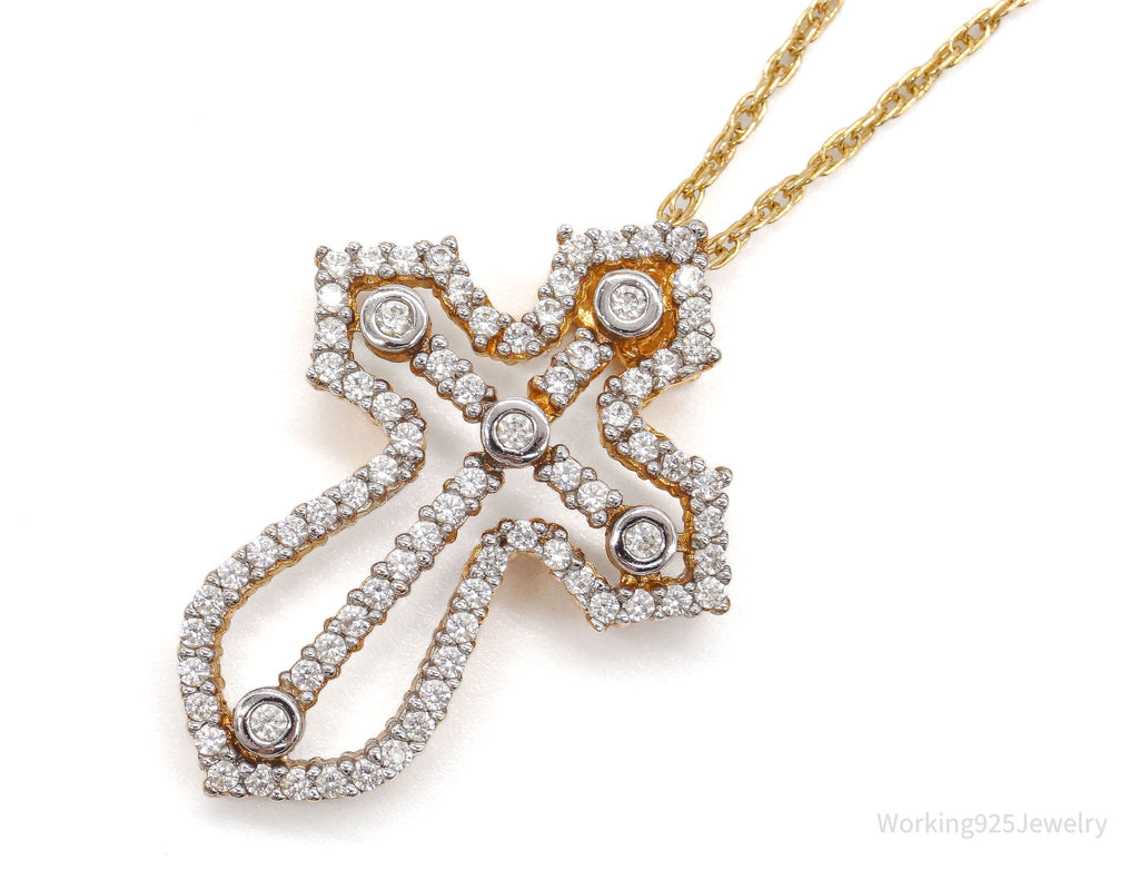 Designer Heng Ngai Cubic Zirconia Gold Vermeil Sterling Silver Cross Necklace | Jewelry > Necklaces > Pendants | Wiccan Center