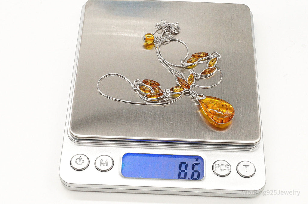 Vintage Designer Amber Sterling Silver Necklace | Jewelry > Necklaces > Pendants | Wiccan Center