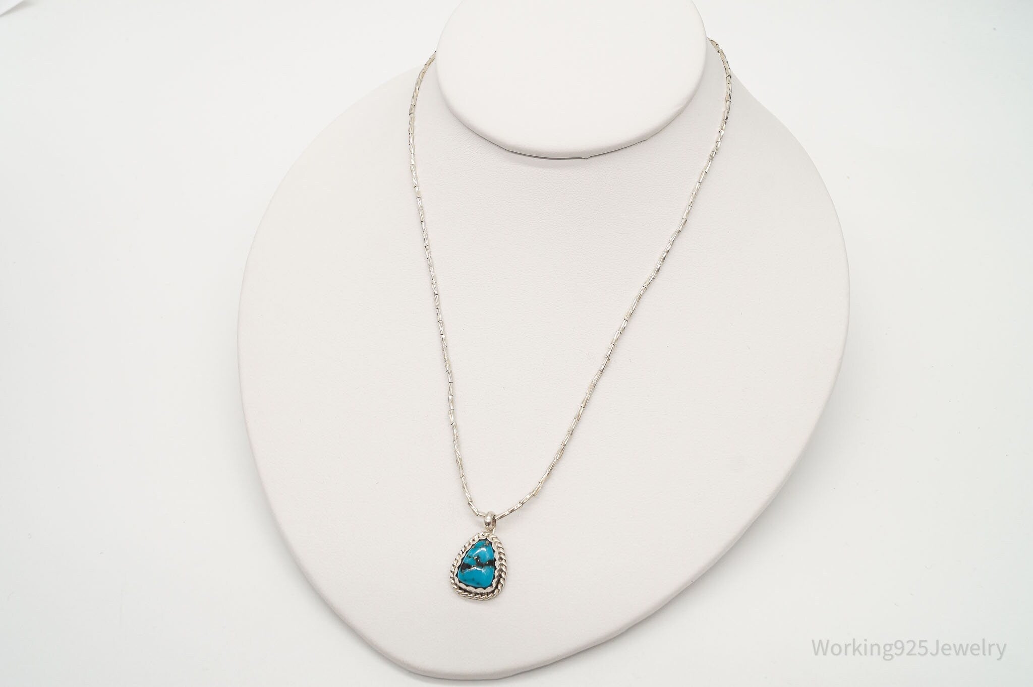 Vintage Native American Herbert Tsosie Blue Turquoise Sterling Silver Necklace | Jewelry > Necklaces | Wiccan Center