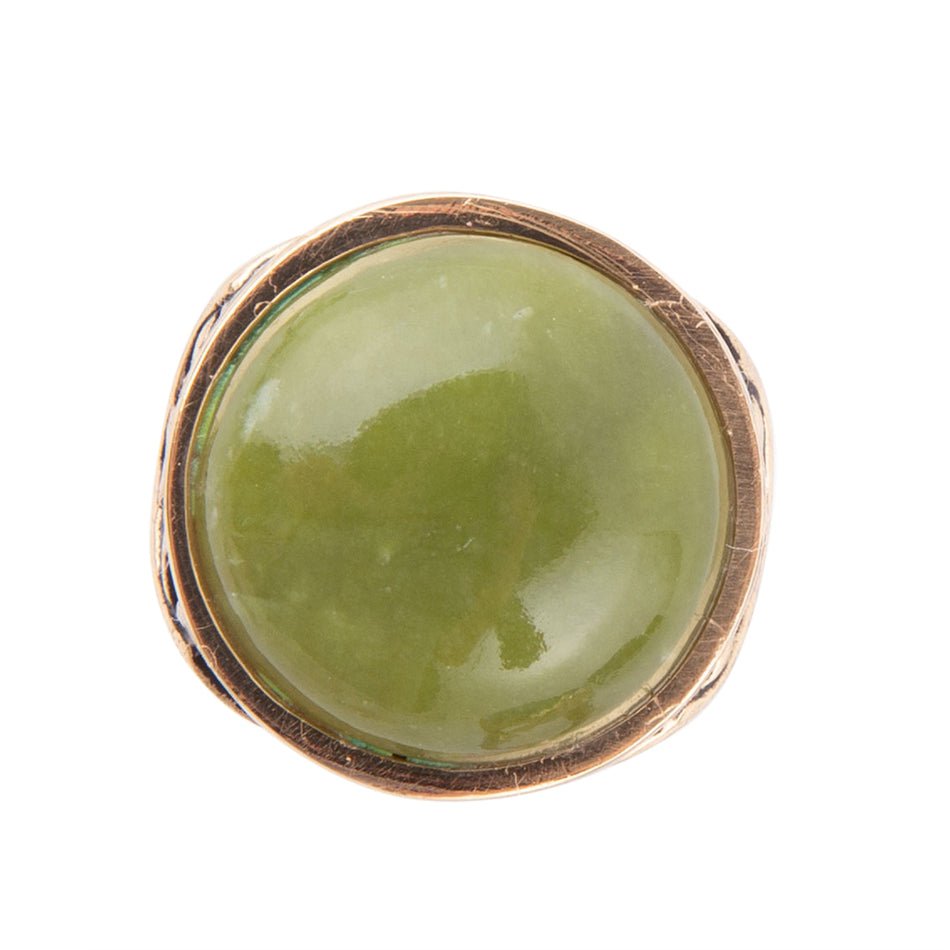 Green Canadian Jade Golden Statement Ring | Rings | Wiccan Center
