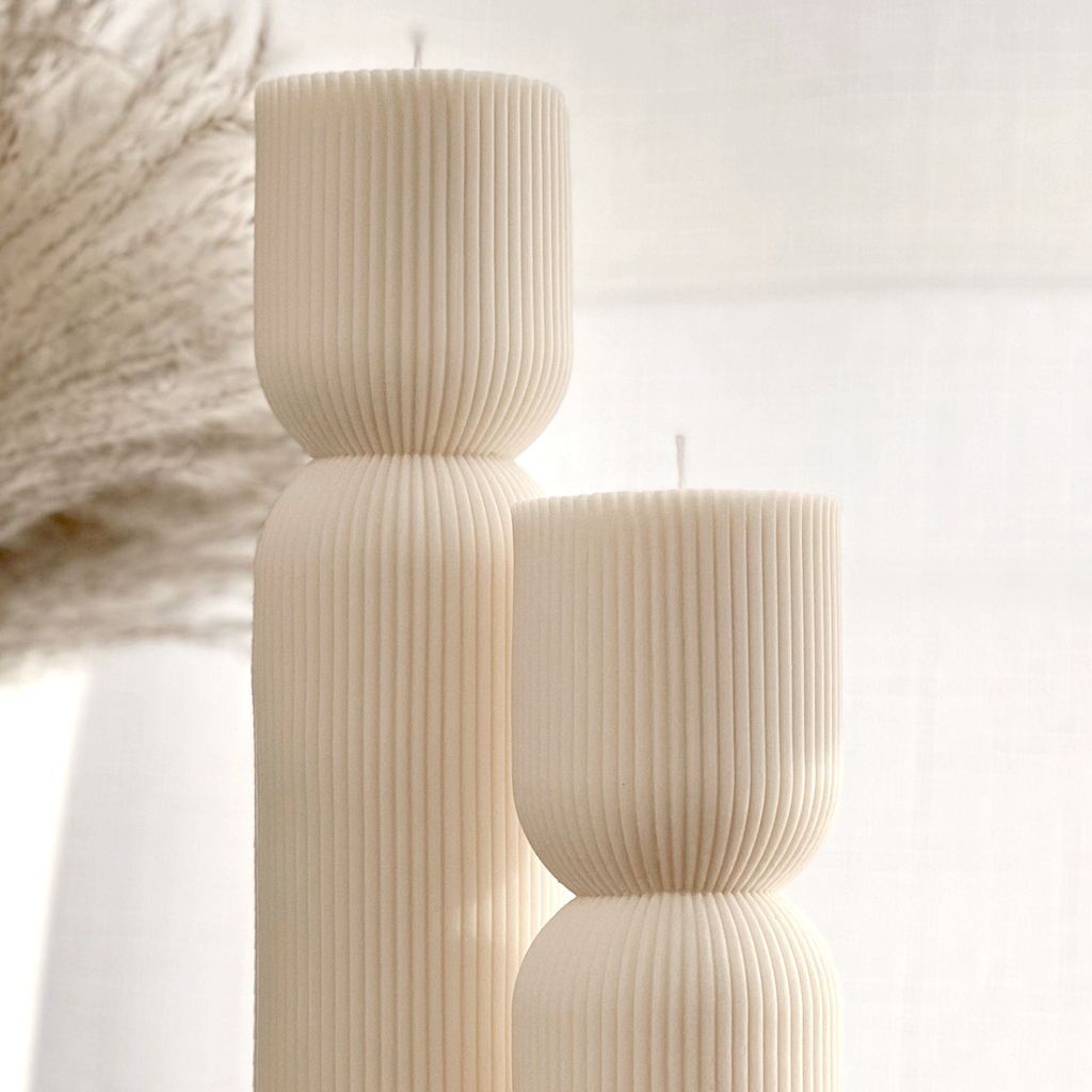 Ribbed Hourglass Pillar Candle