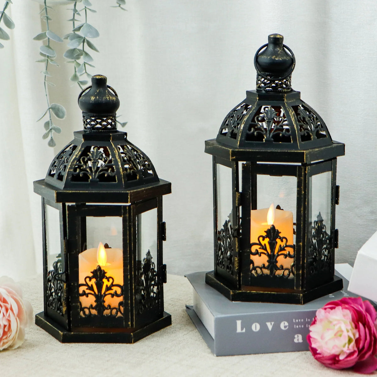 9.5" H Vintage Decorative Lanterns Metal Hanging Lantern | Decorative Candle Lantern | Wiccan Center