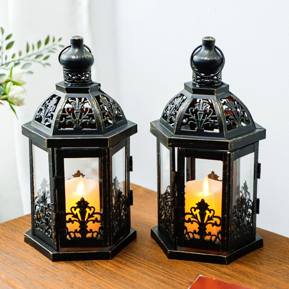 9.5" H Vintage Decorative Lanterns Metal Hanging Lantern | Decorative Candle Lantern | Wiccan Center