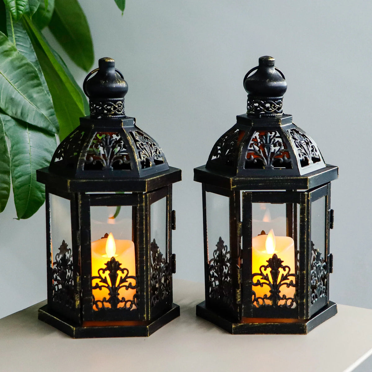 9.5" H Vintage Decorative Lanterns Metal Hanging Lantern | Decorative Candle Lantern | Wiccan Center