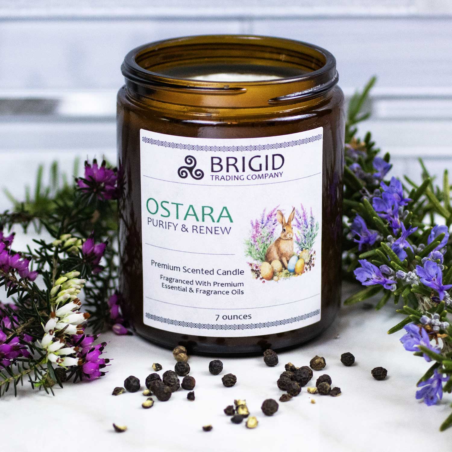 Ostara Soy Wax Candle - Heather, Rosemary, and Black Pepper | Premium Scented Candle | Wiccan Center